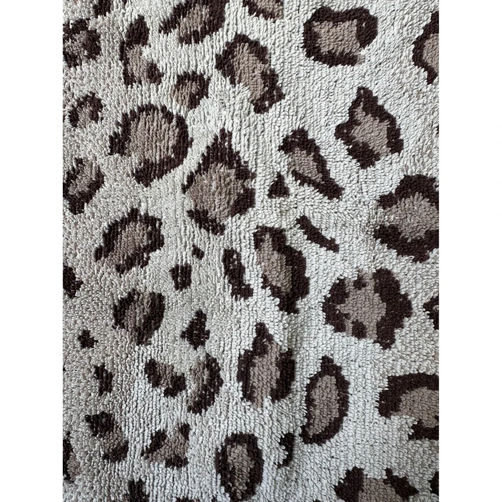 Vintage Ralph Lauren Leopard Print Hand Towel Cotton Made in USA 28x16 Brown Tan